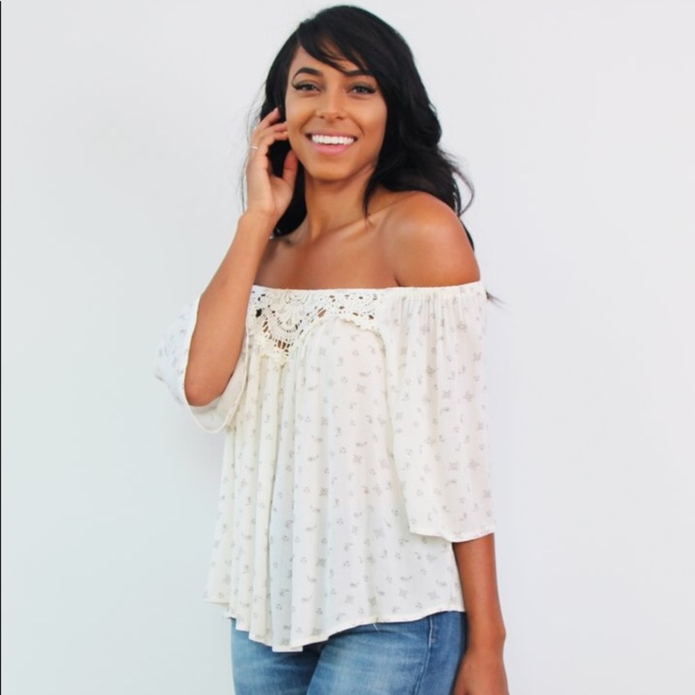 Paisley Print Off the Shoulder Top